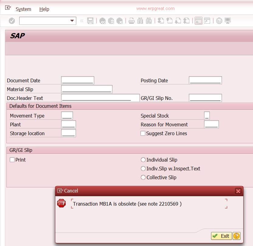 Obsolete Material inventory management transactions